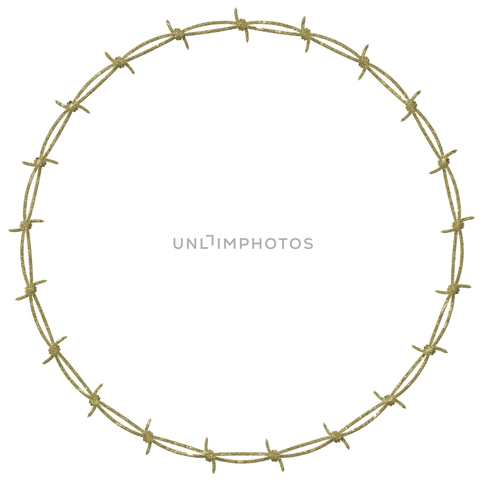 Gold-plated frame - Round - Barbed wire
