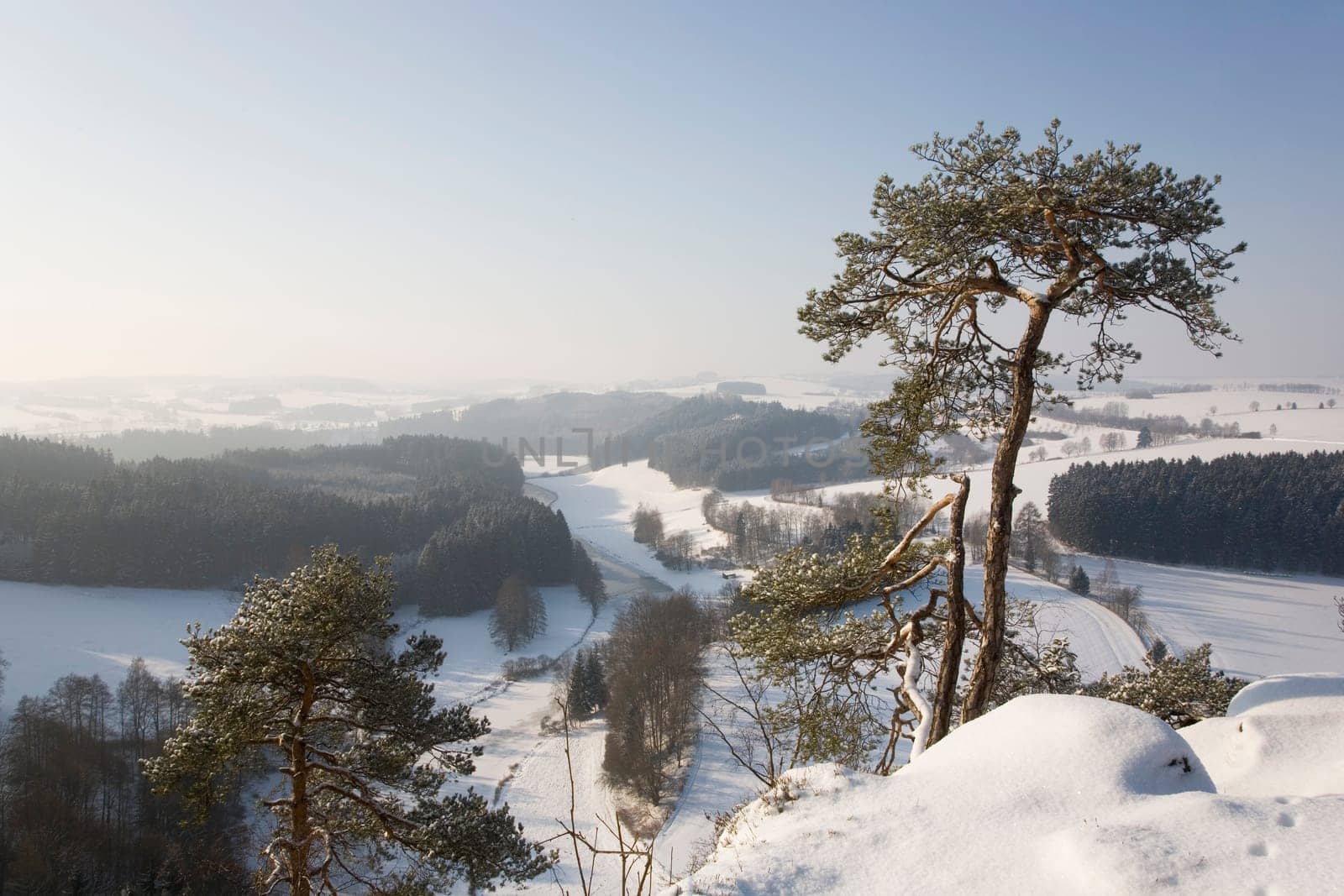 St. Peter's ridge with Saaleschleife in winter