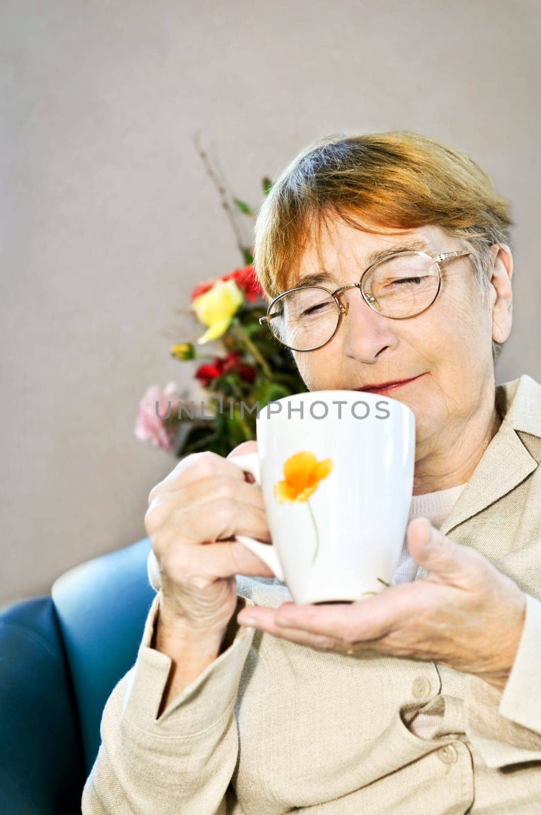 Elderly woman relaxing