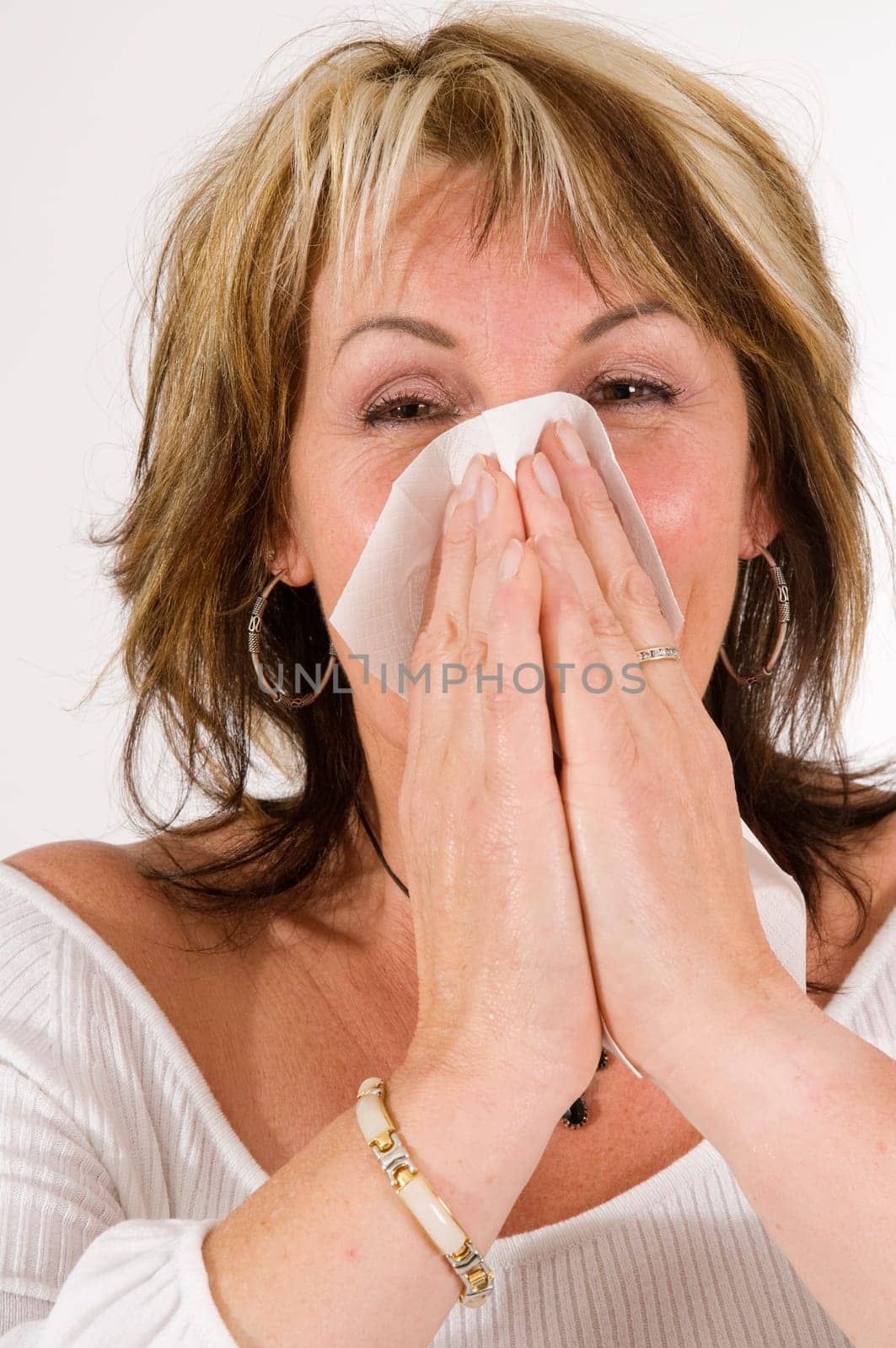 woman is sneezing