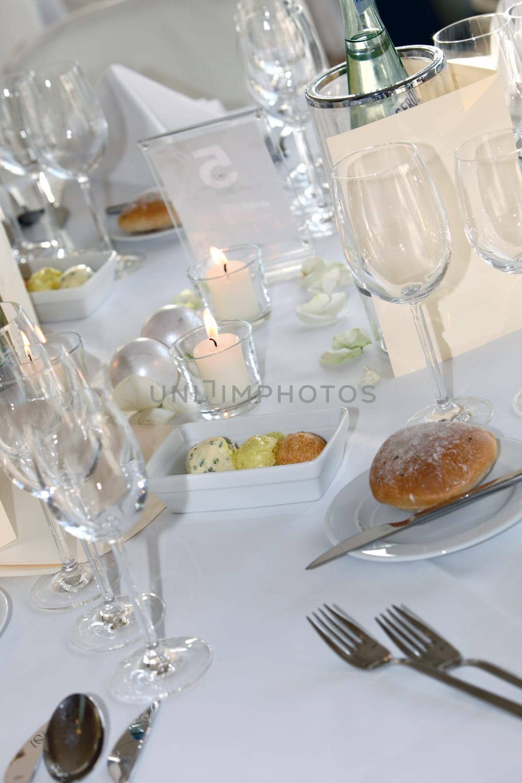 Festively set table