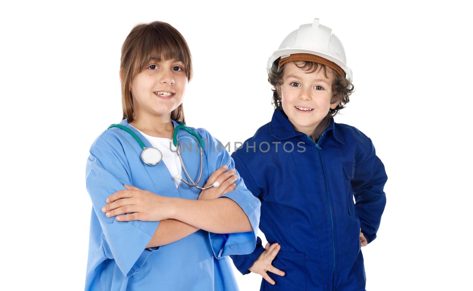Future workers isolated over white.
