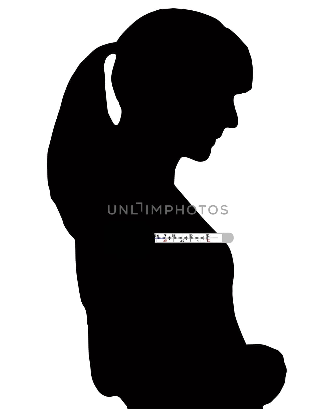 Woman with clinical thermometer