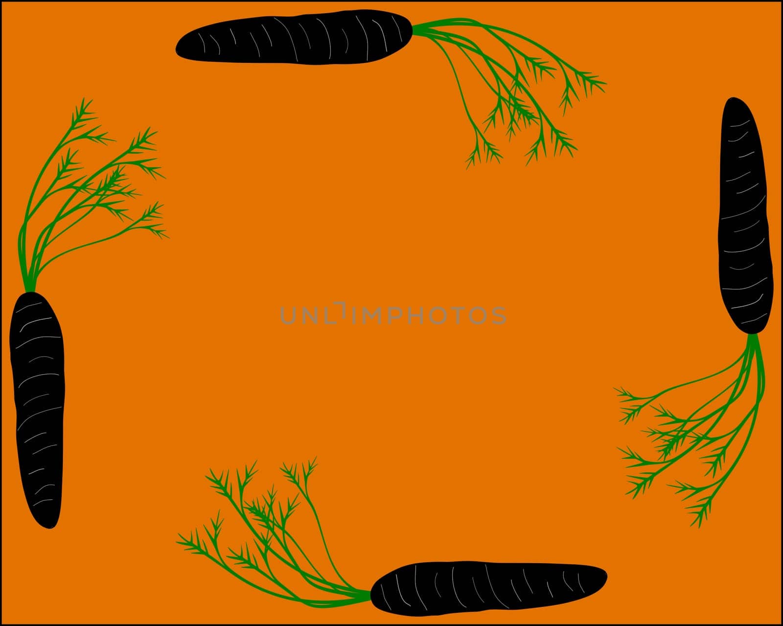 Carrots as a frame with orange background