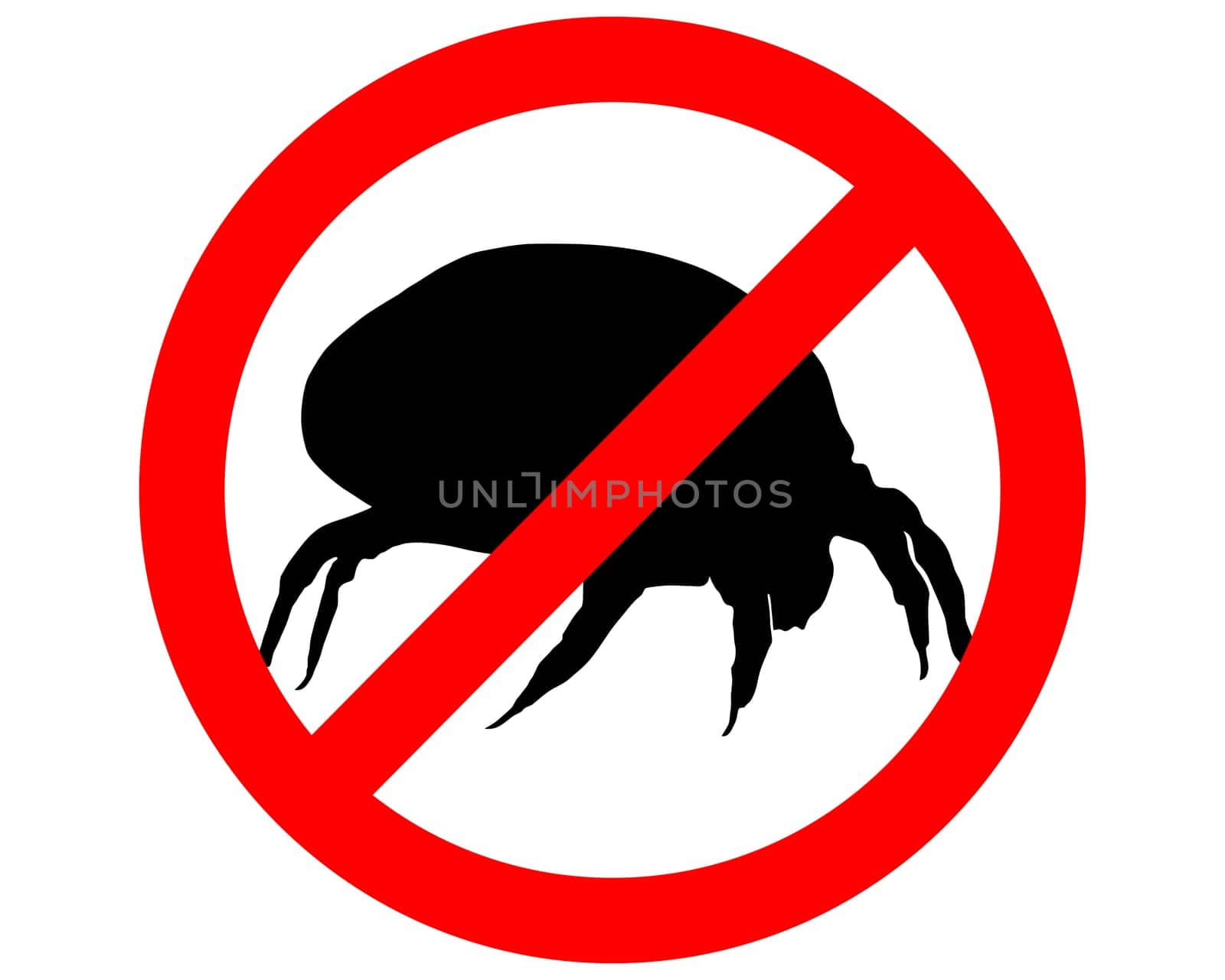 Prohibition sign for dust mites