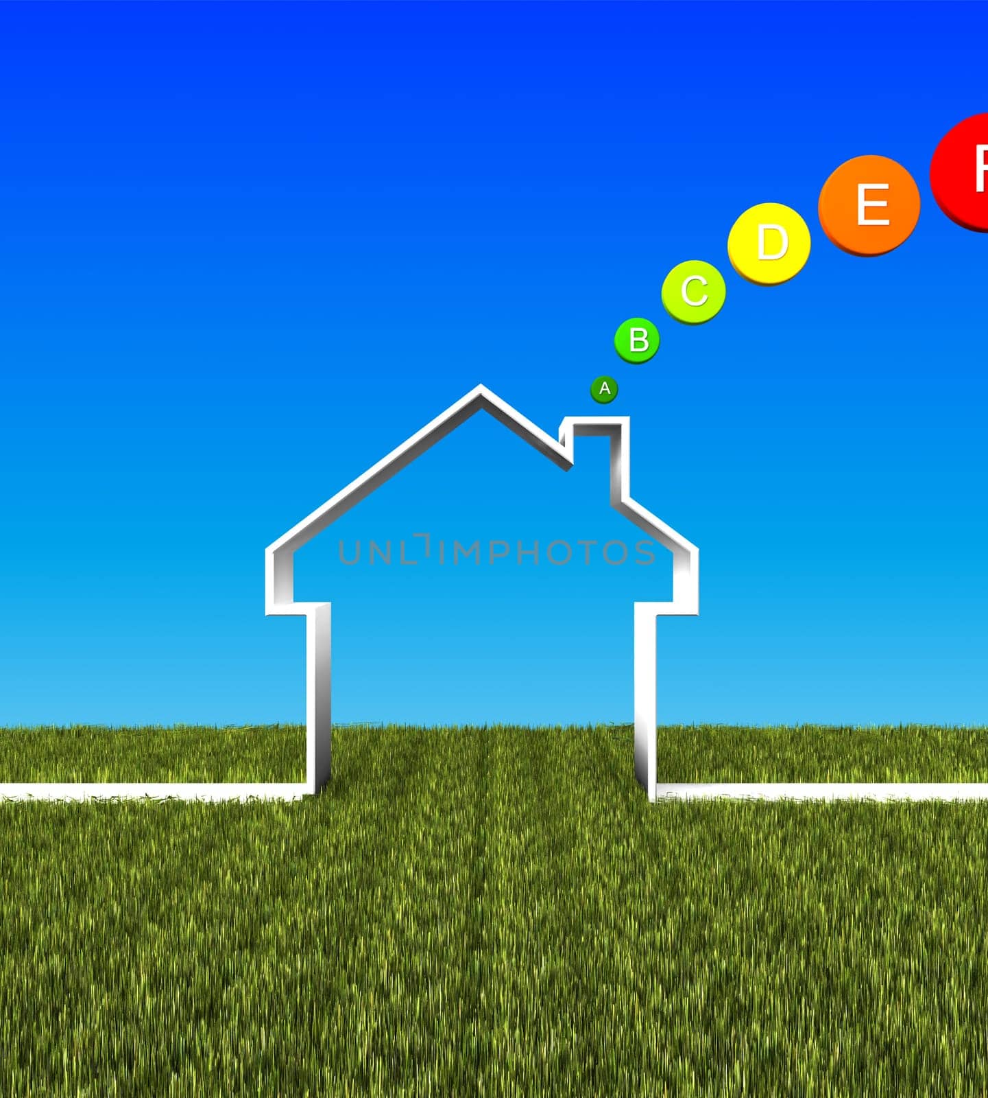3d image of eco house and energy saver metaphor background