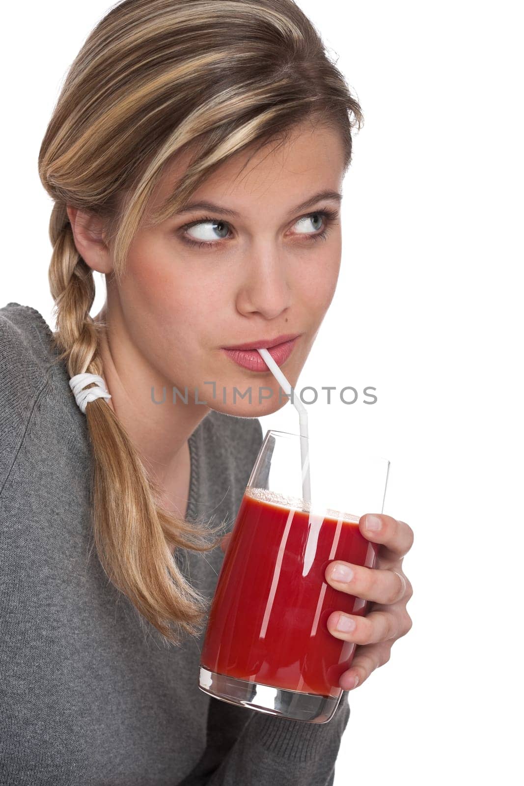Healthy lifestyle series - Woman with tomato juice