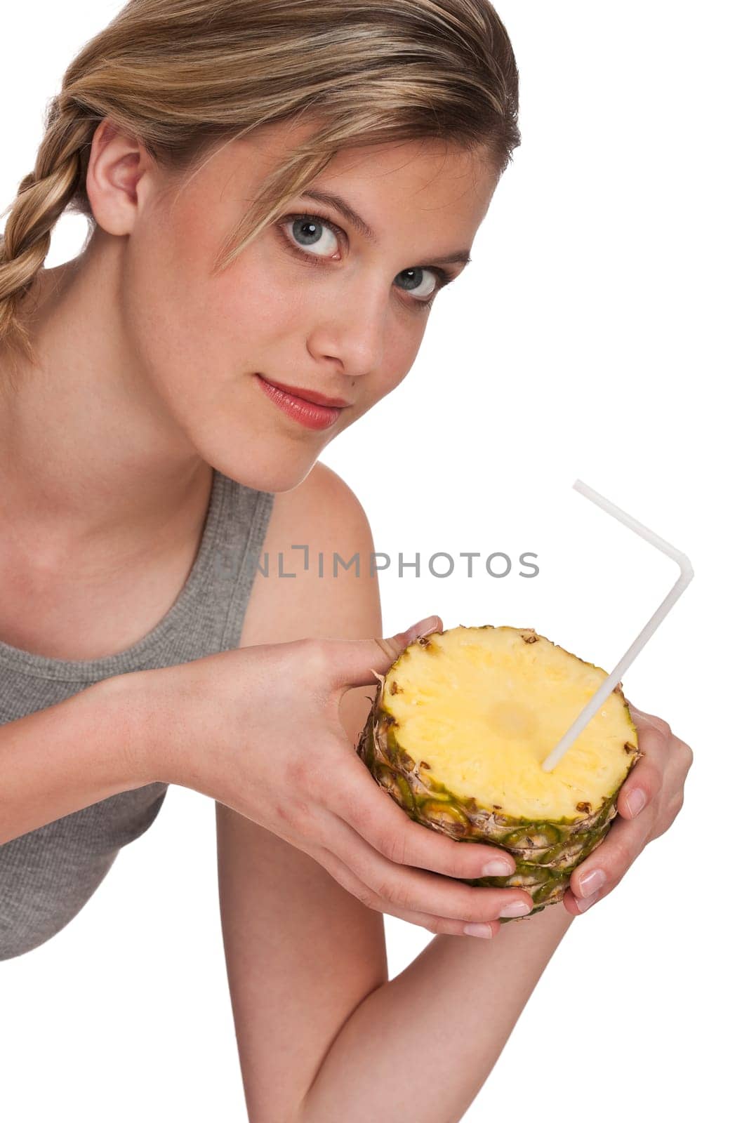 Healthy lifestyle - Woman with pineapple