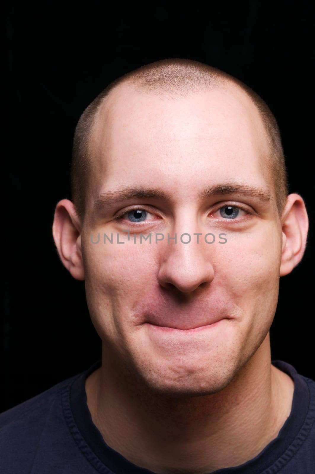 young man pressing the lips