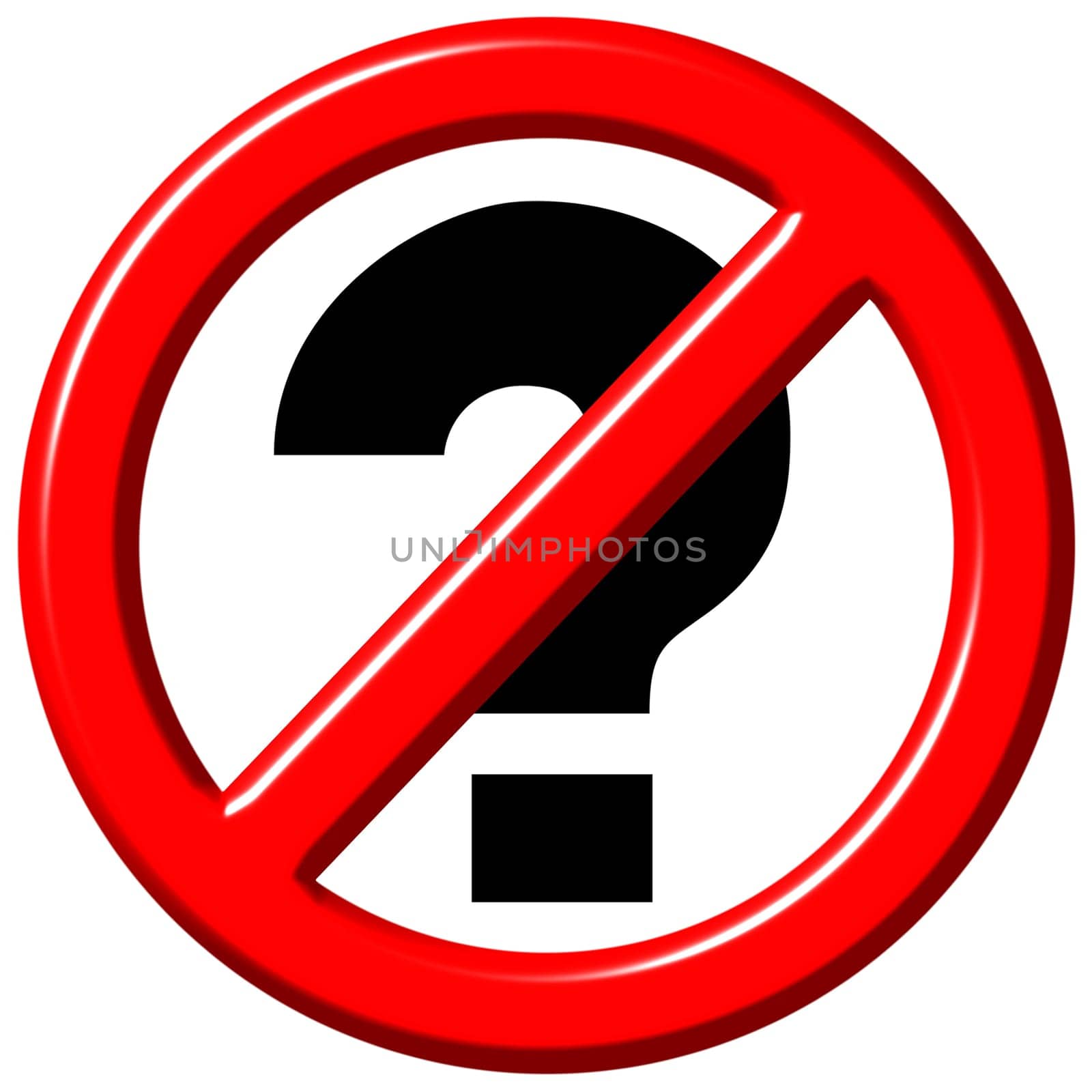No questions 3d sign