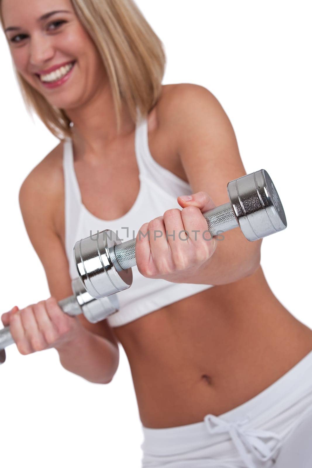 Fitness series - Blond woman with weights