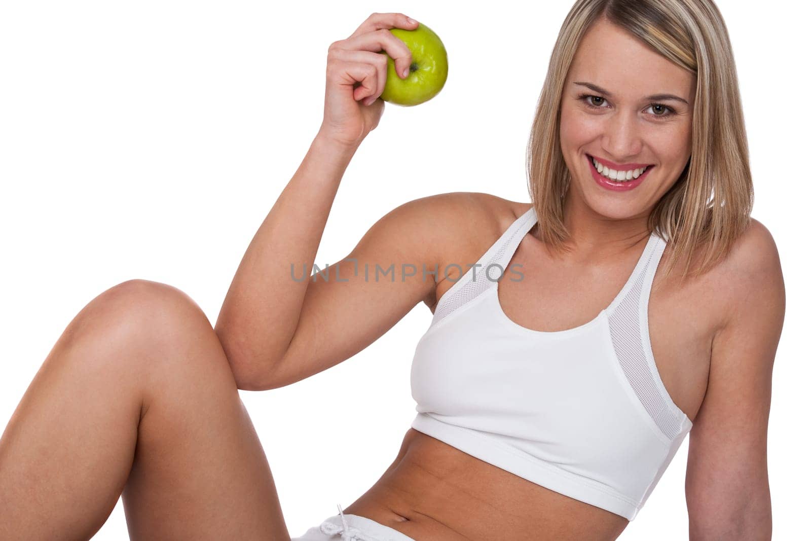 Fitness series - Happy woman with apple