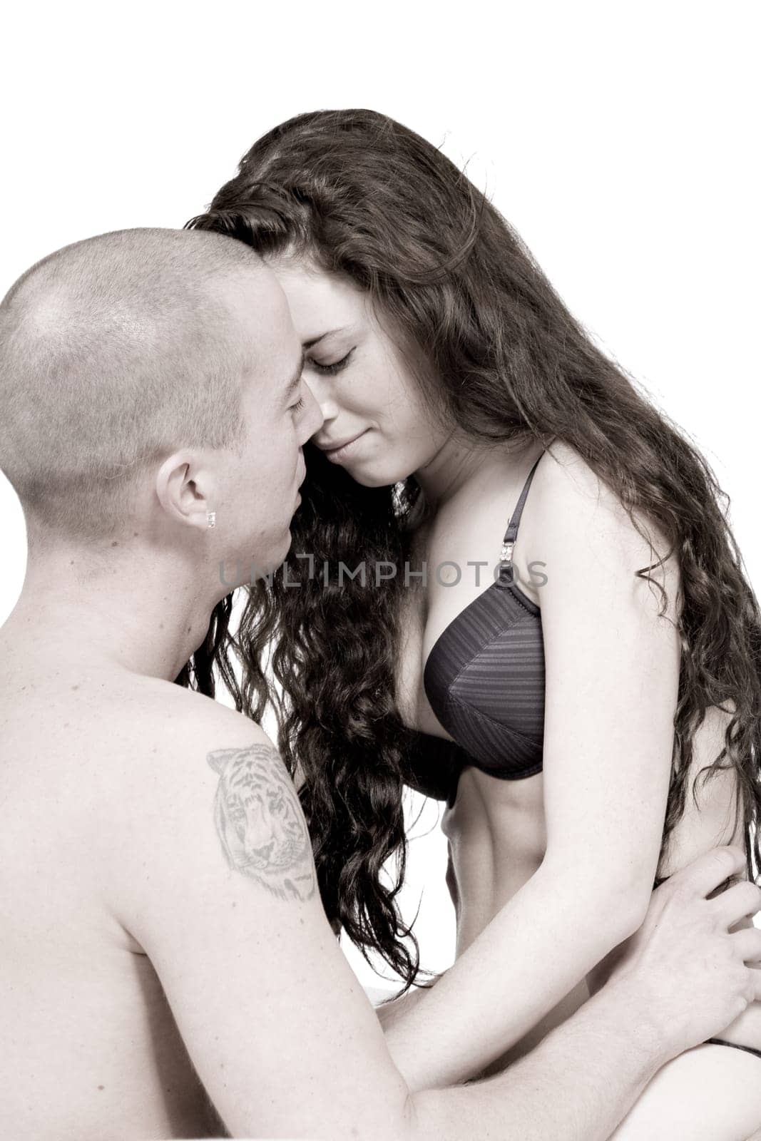 Young couple who are in love facing each