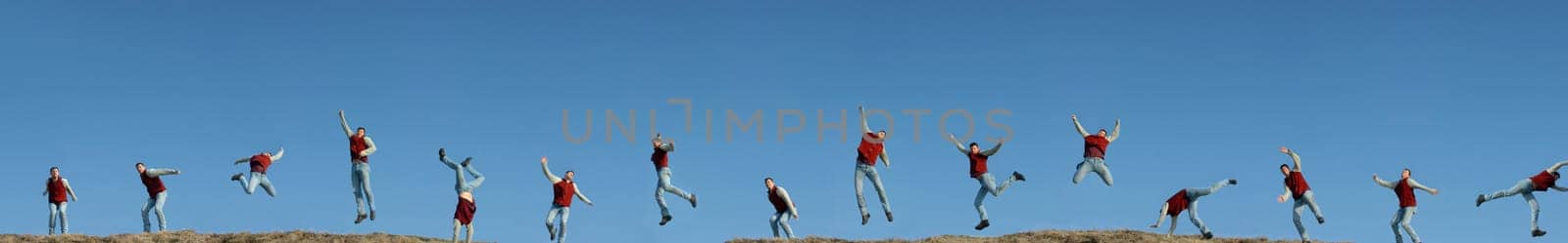 Man in 15 positions (jumping,...)