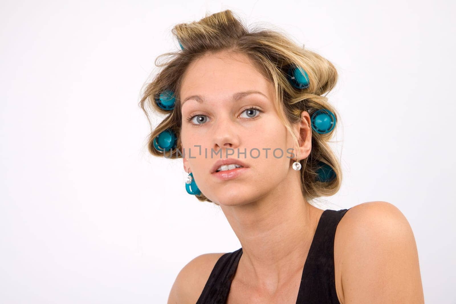 Eva with curlers