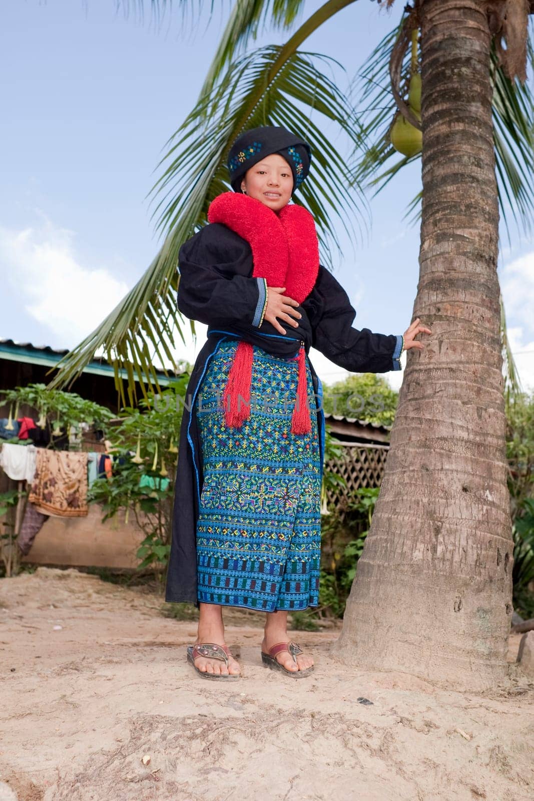 Asian woman,ethnic group Yao in traditional costume