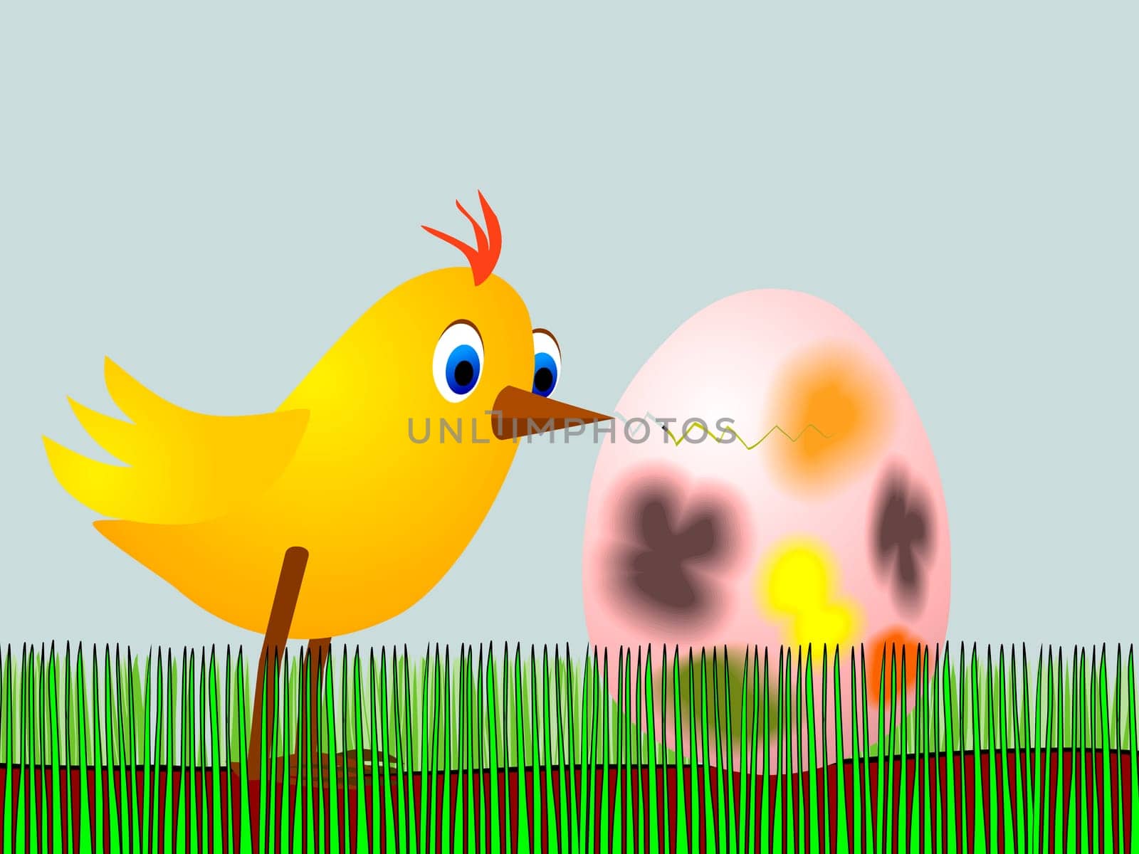 Easter egg and chick