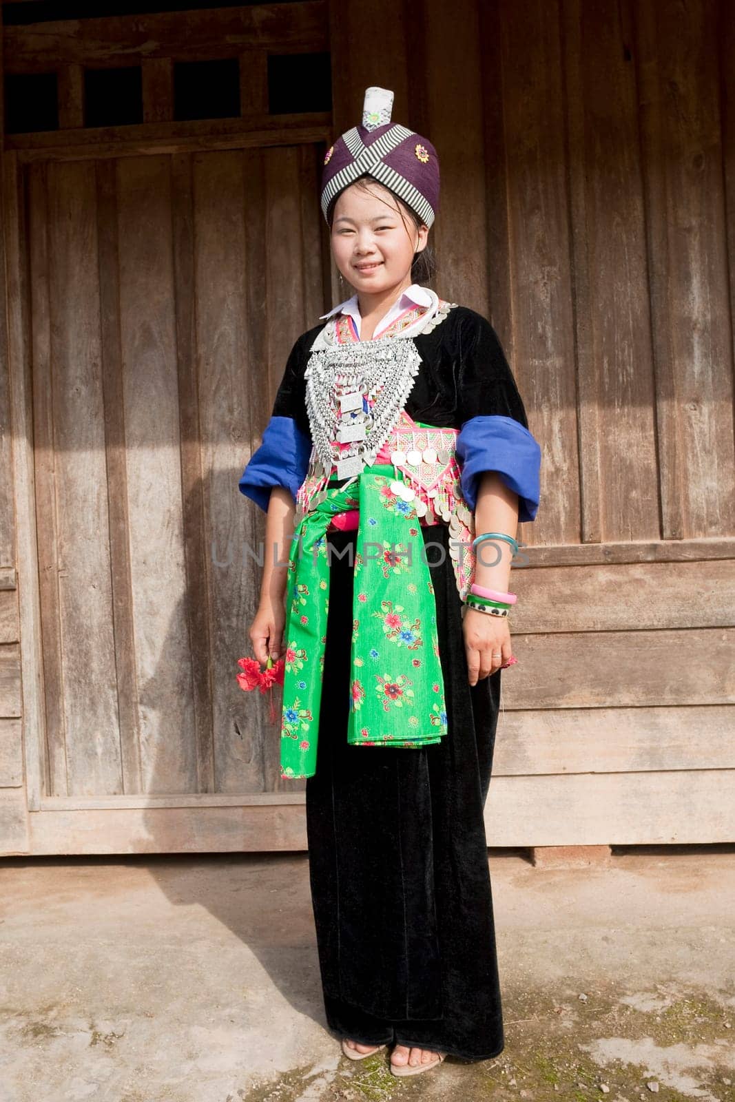 Portrait of asian woman in traditional costume,hmong