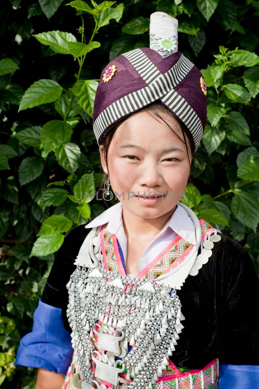 Portrait of asian woman in traditional costume,hmong
