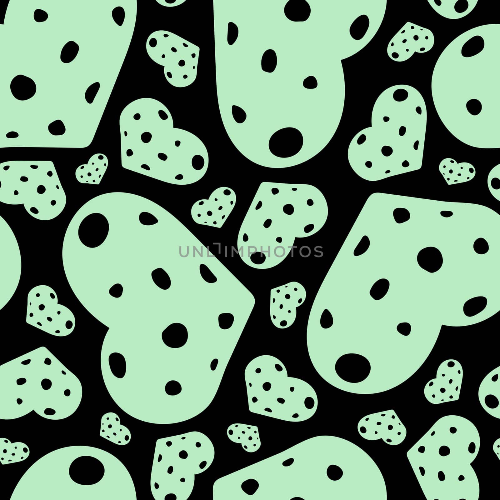 Hand Drawn Seamless Patterns with Hearts in Doodle Style. by Rina_Dozornaya