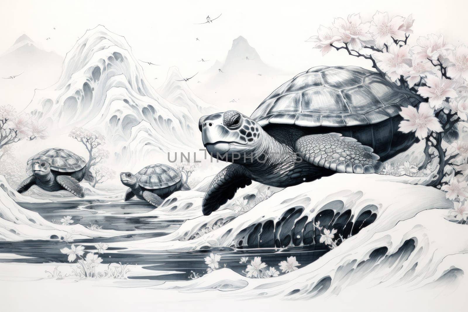 Embark on an extraordinary journey through the realm of fantasy and encounter the majestic ancient sea turtles.