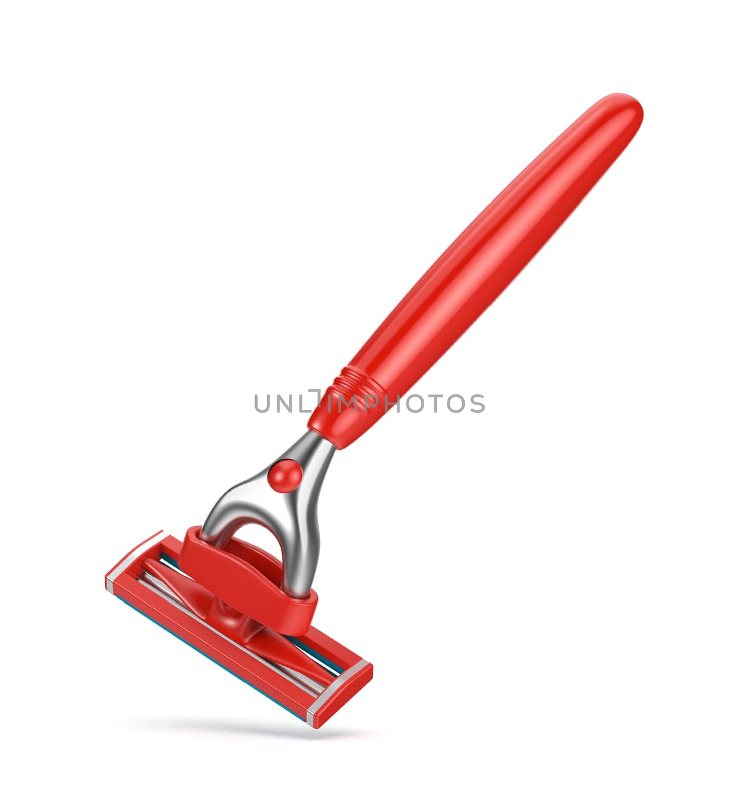 Red razor on a white background