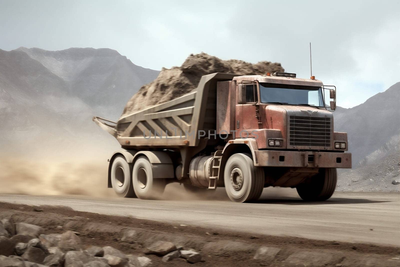 Mining dump machinery equipment trucks quarry machine vehicle industrial heavy transportation by Vichizh