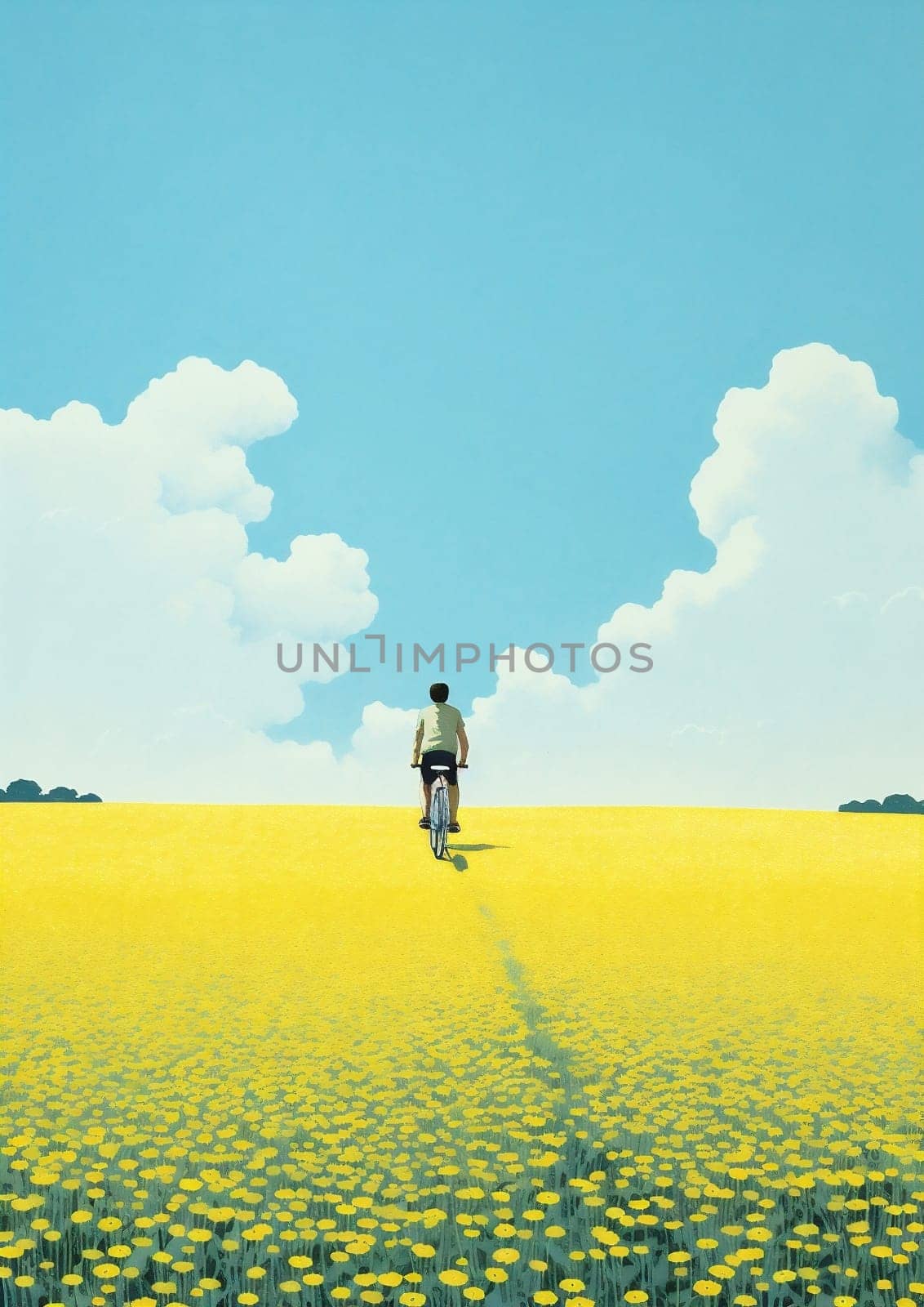 Art concept surreal landscape field summer background nature sky artwork illustration by Vichizh