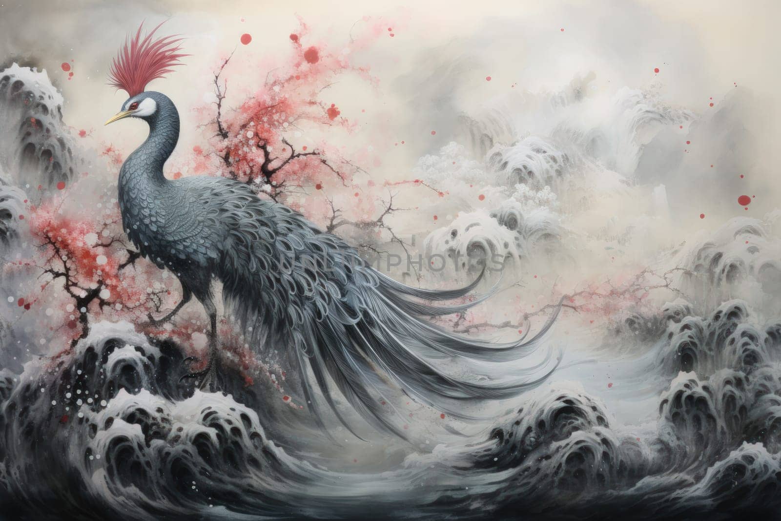 Embark on a mythical journey where ancient phoenixes, with their fiery plumage, rise triumphantly from ashes, embodying the cycle of rebirth and renewal.
