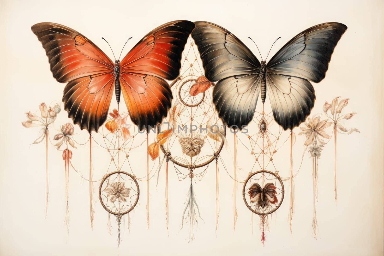 Immerse yourself in the magical realm of fantasy with this enchanting illustration of gossamer-winged dreamcatchers.