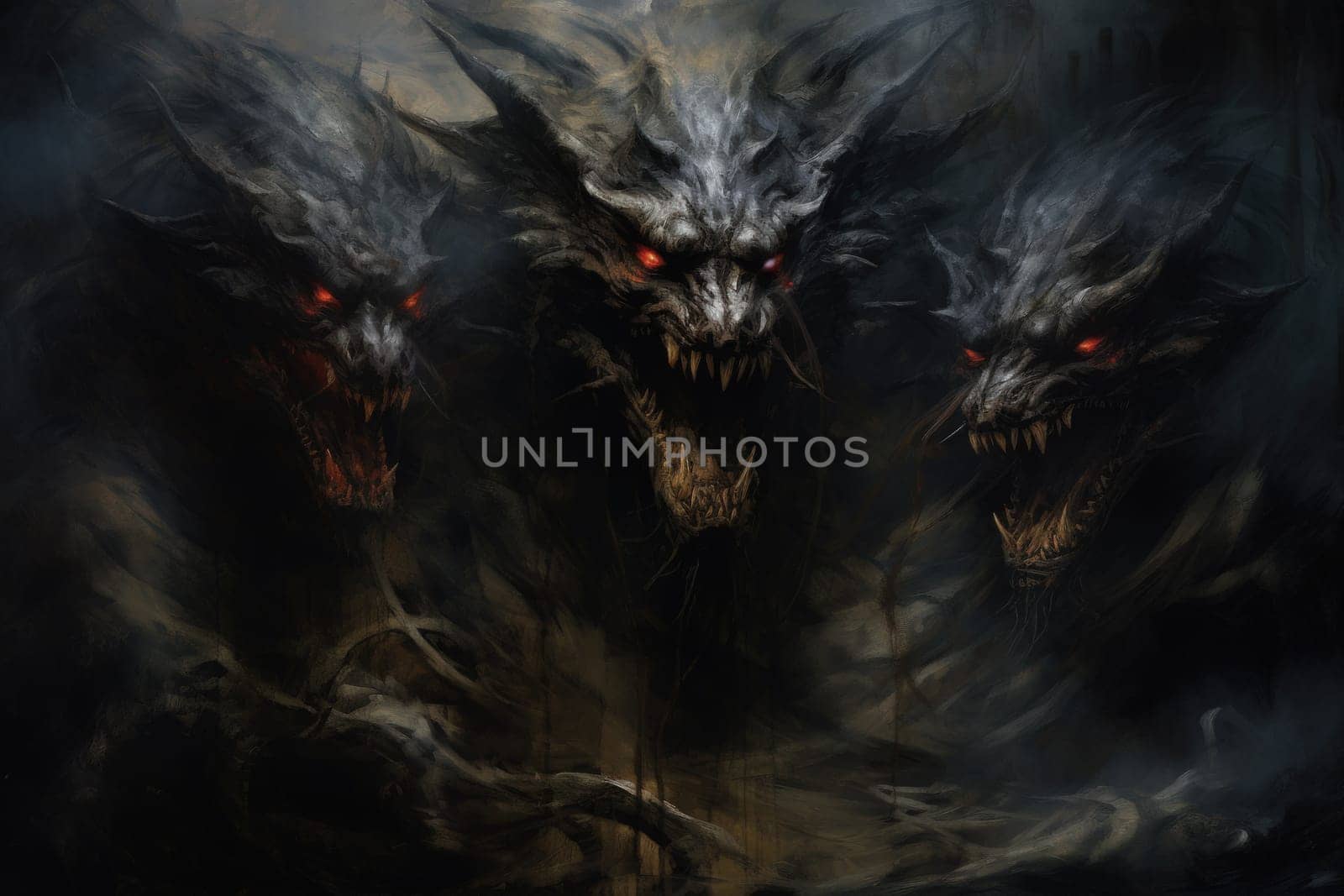 In the realm of fantasy, ferocious shadow dragons dominate the skies, their majestic forms wreathed in darkness.