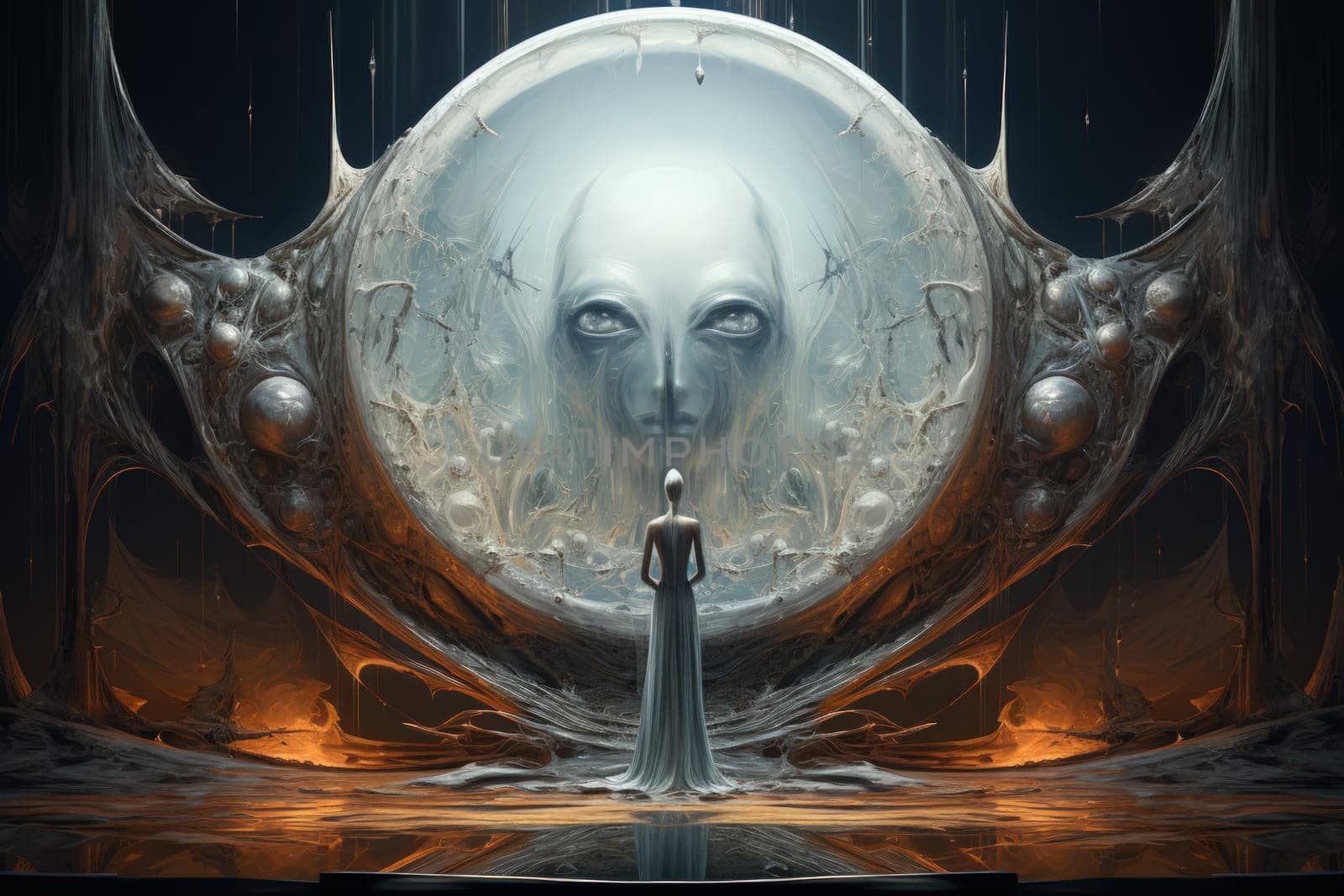 In the realm of fantasy, cursed mirror spirits are bound, their ethereal existence trapped within reflective surfaces.