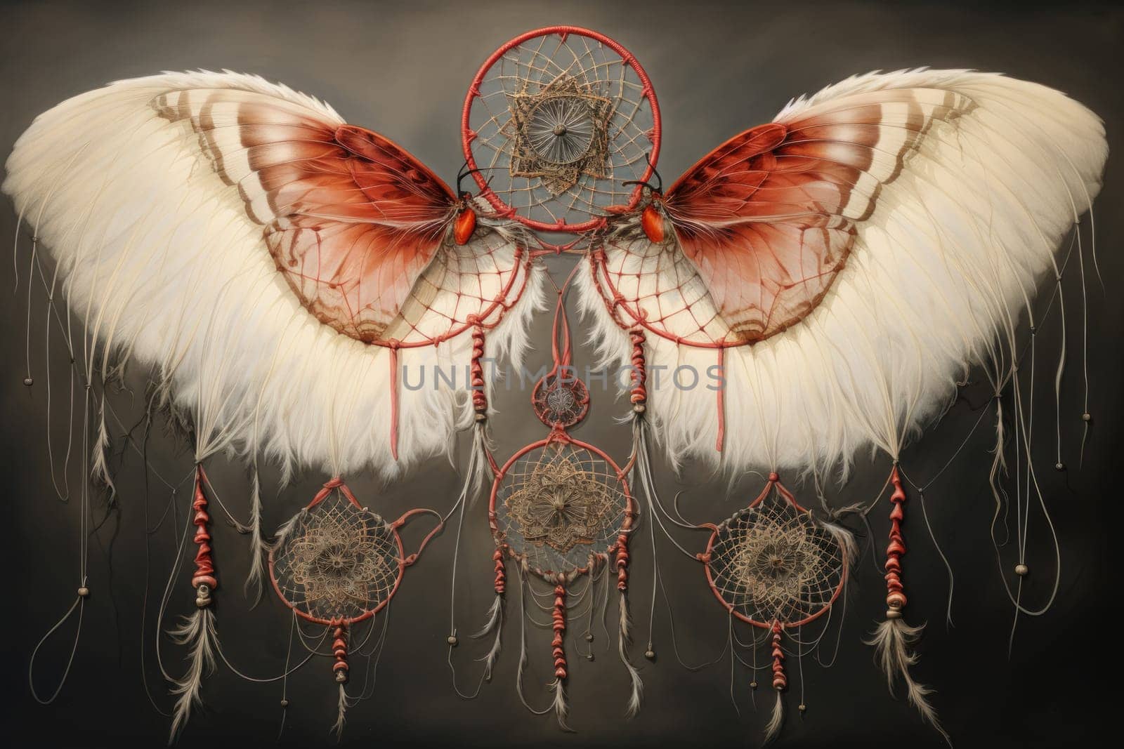 Immerse yourself in the magical realm of fantasy with this enchanting illustration of gossamer-winged dreamcatchers.