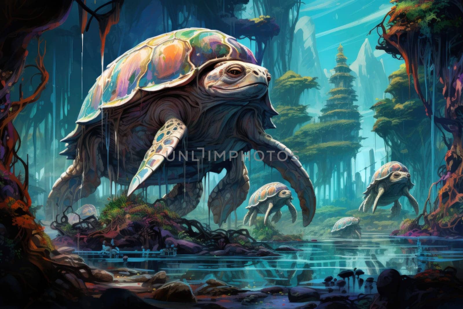 Embark on an extraordinary journey through the realm of fantasy and encounter the majestic ancient sea turtles.