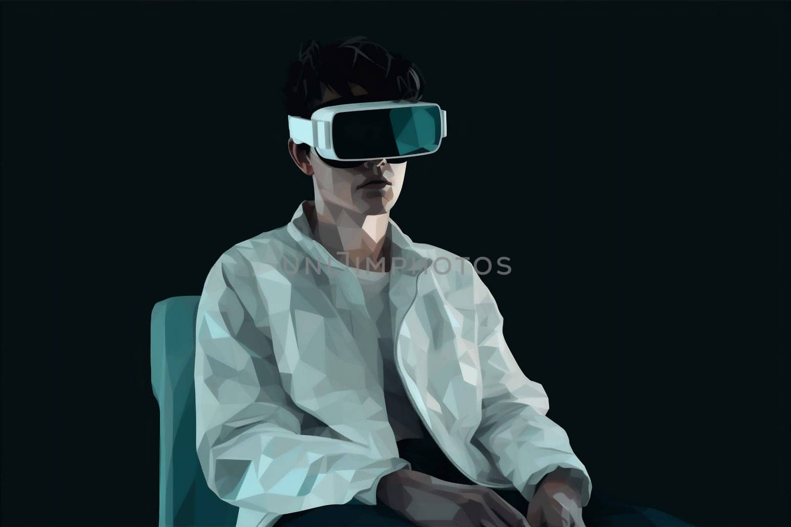 minimalism man art glasses technology gaming digital space cyber copy online entertainment gadget headset future futuristic goggles vr metaverse concept reality device. Generative AI.