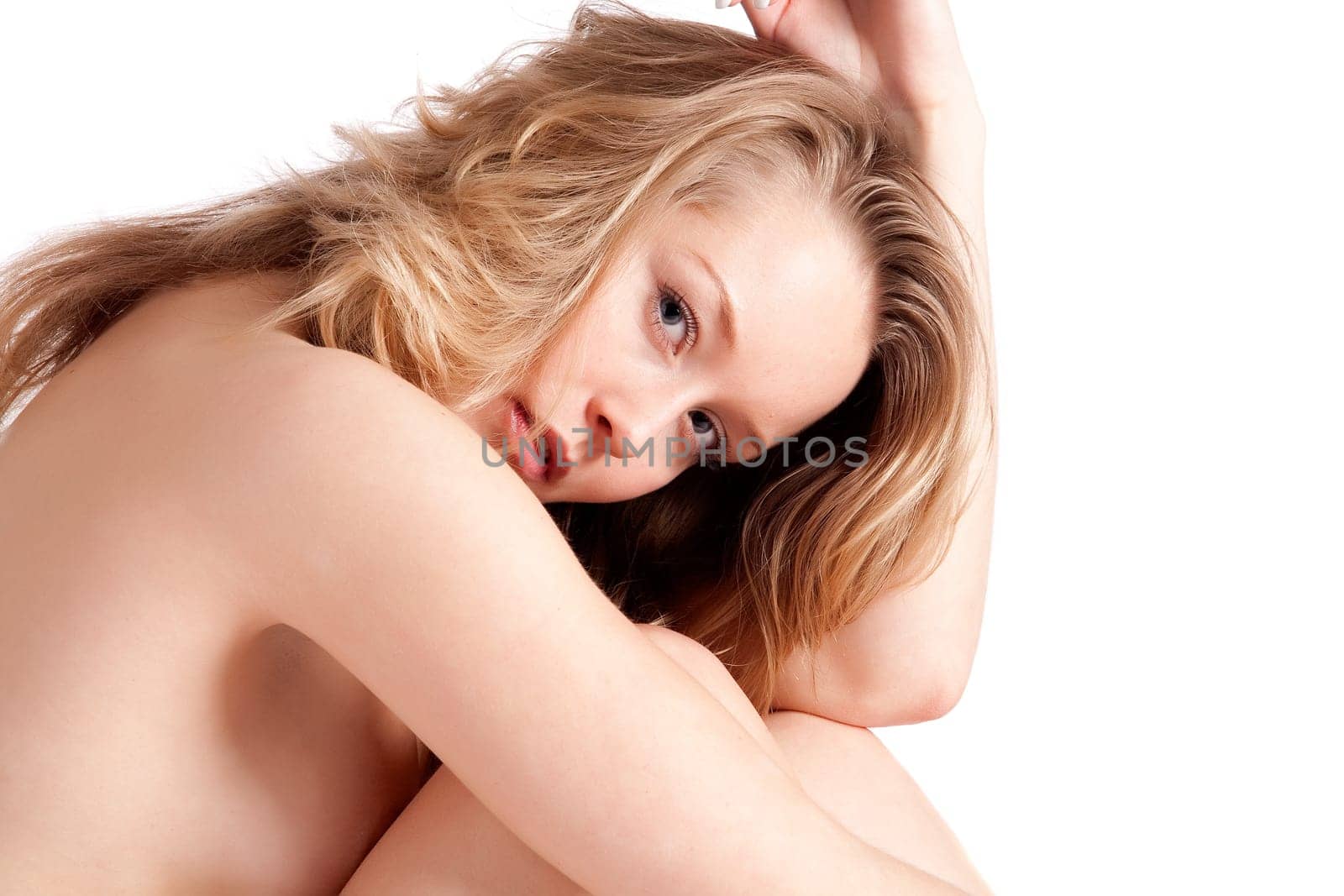 naked sitting woman clearly in thoughts