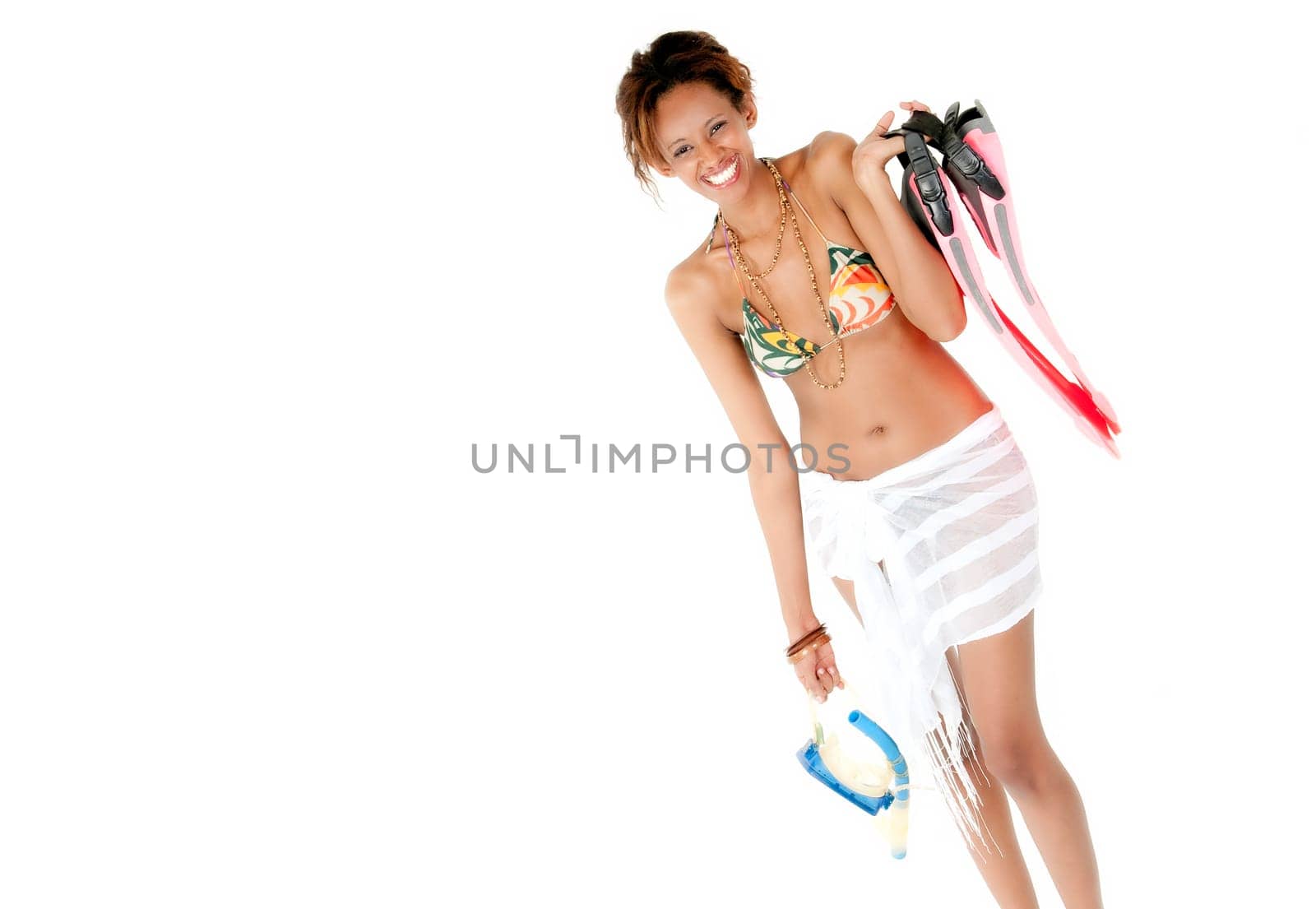 Exotic with snorkeling equipment