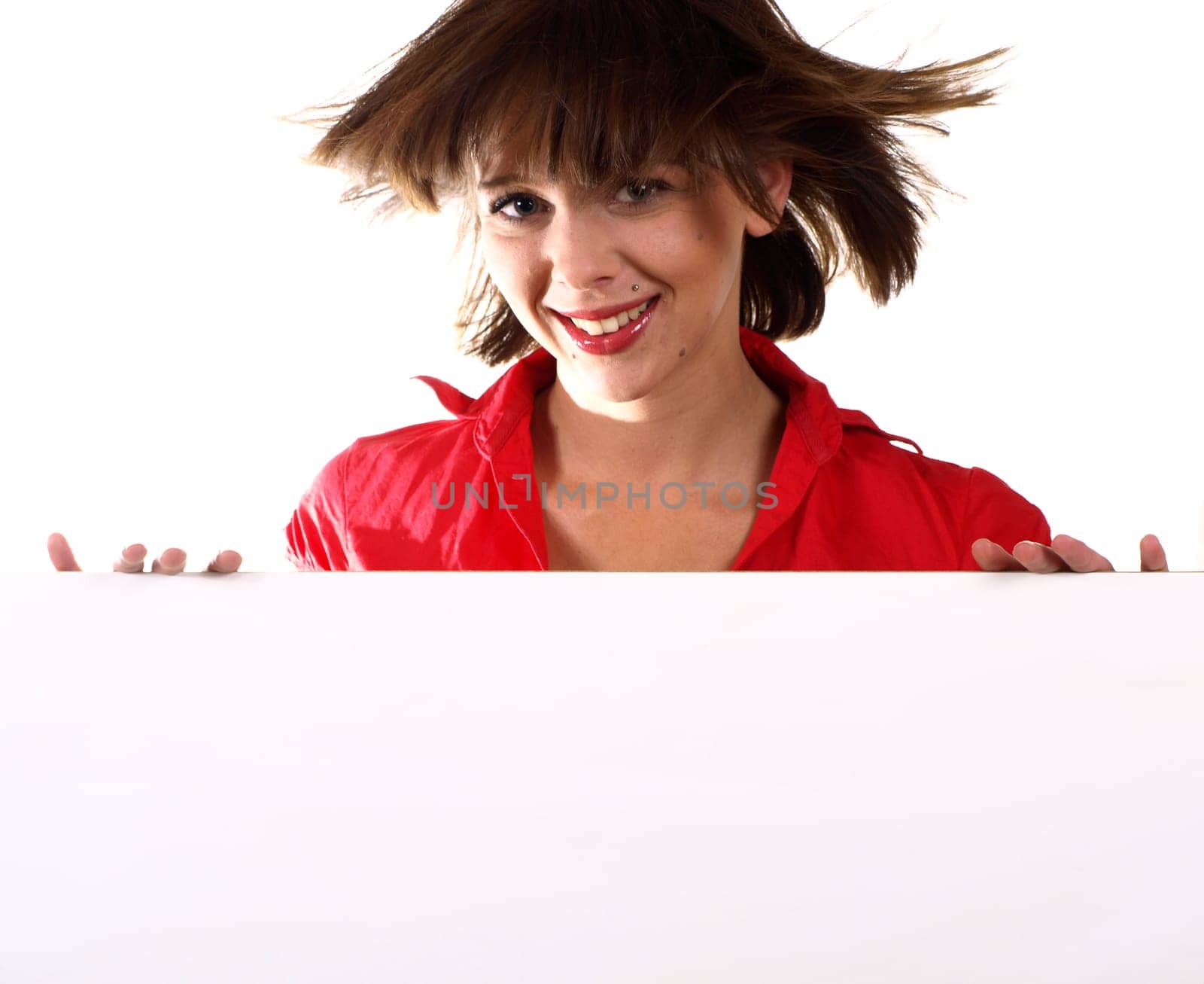 Woman with poster
