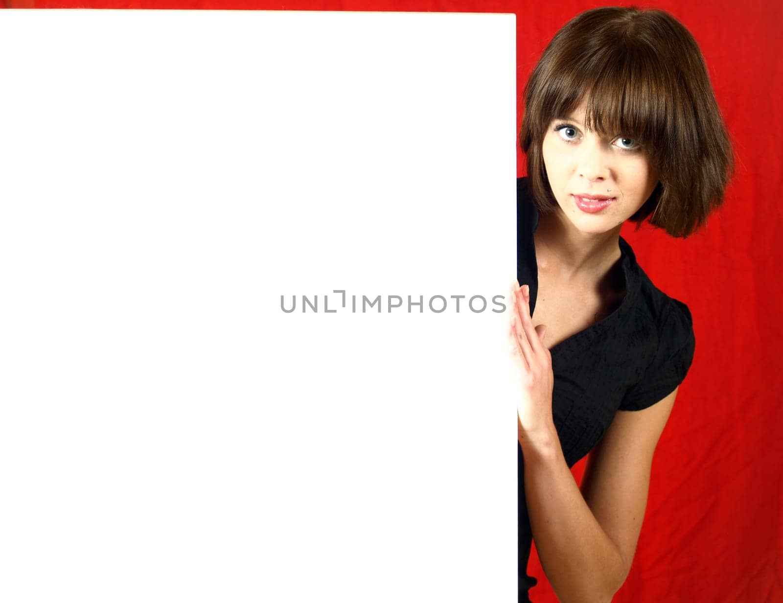 Woman with poster