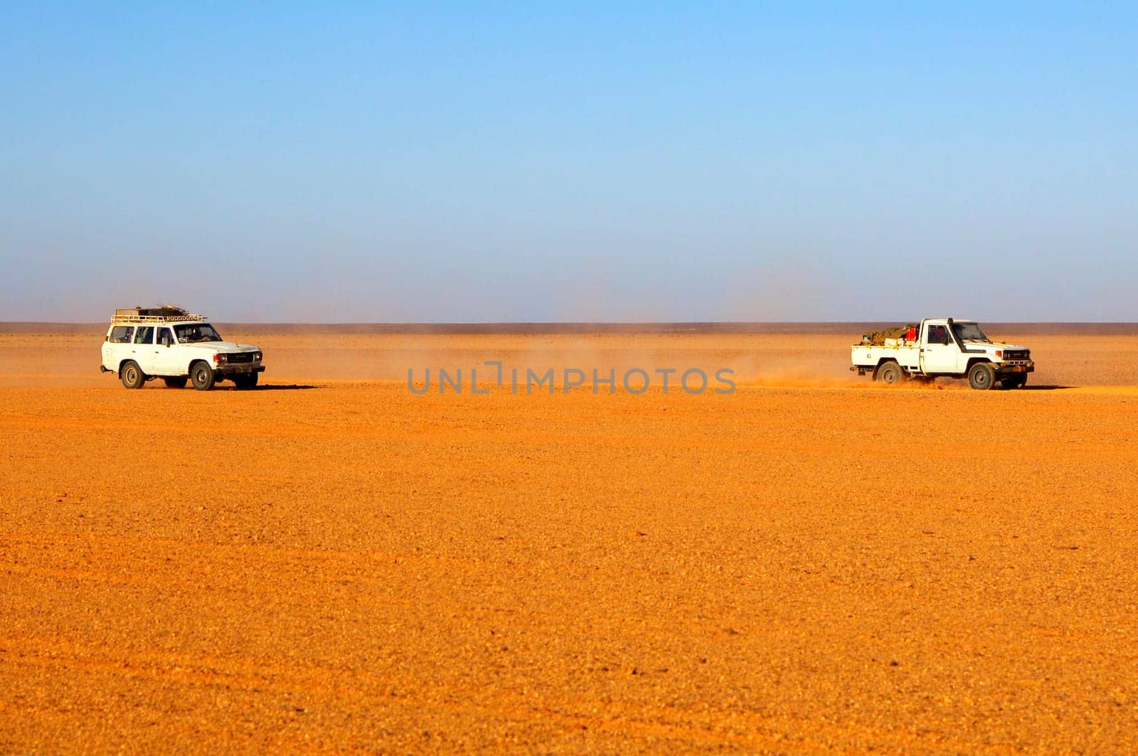 Jeeps in the deserts,Sahara desert