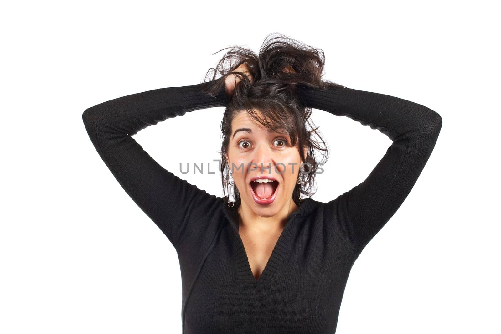 Angered casual woman