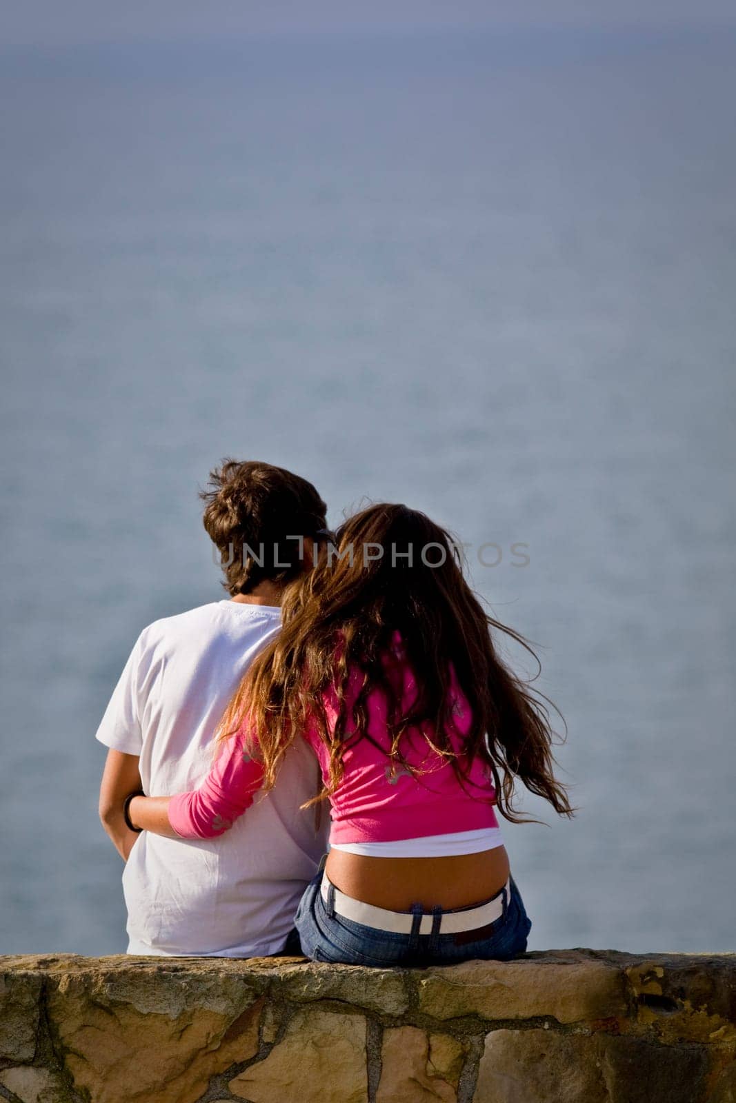 Cuddles looking at the sea