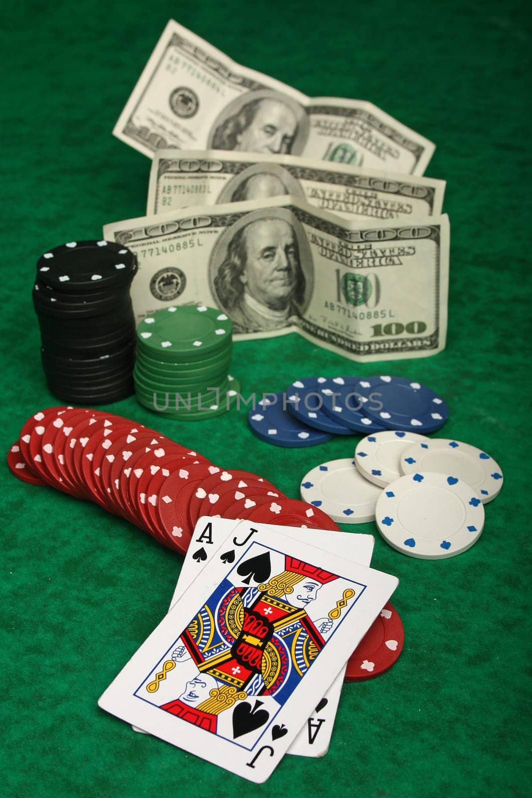 Blackjack with gambling chips