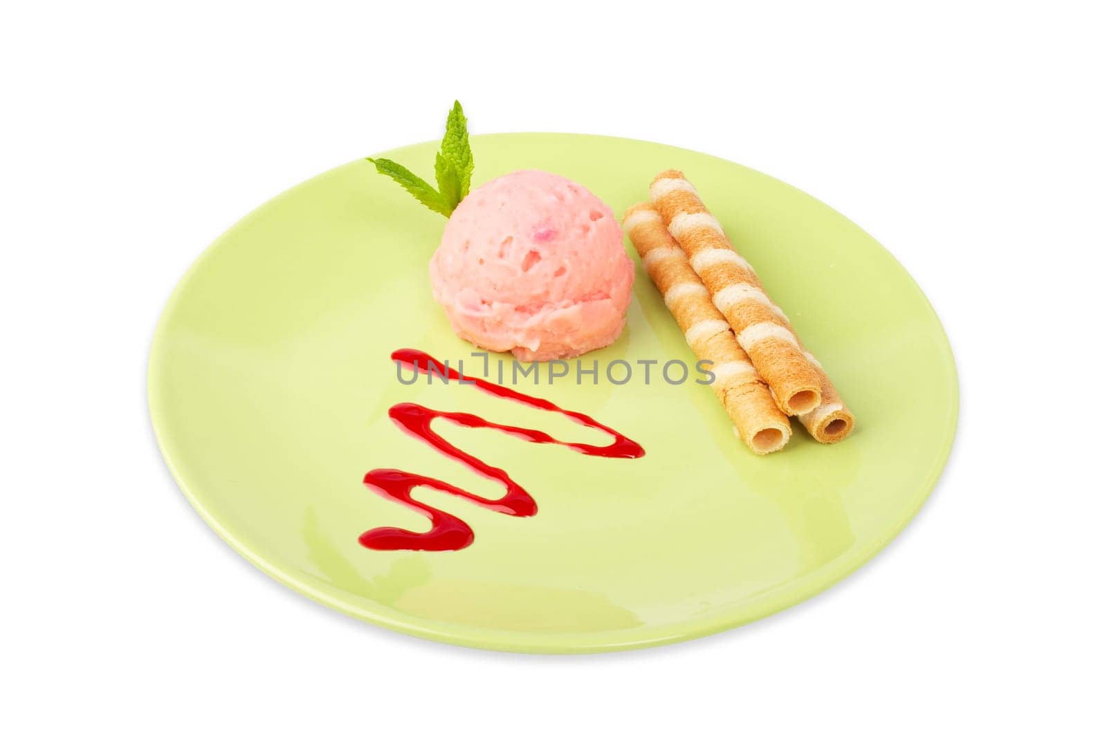 Delicious raspberries ice cream