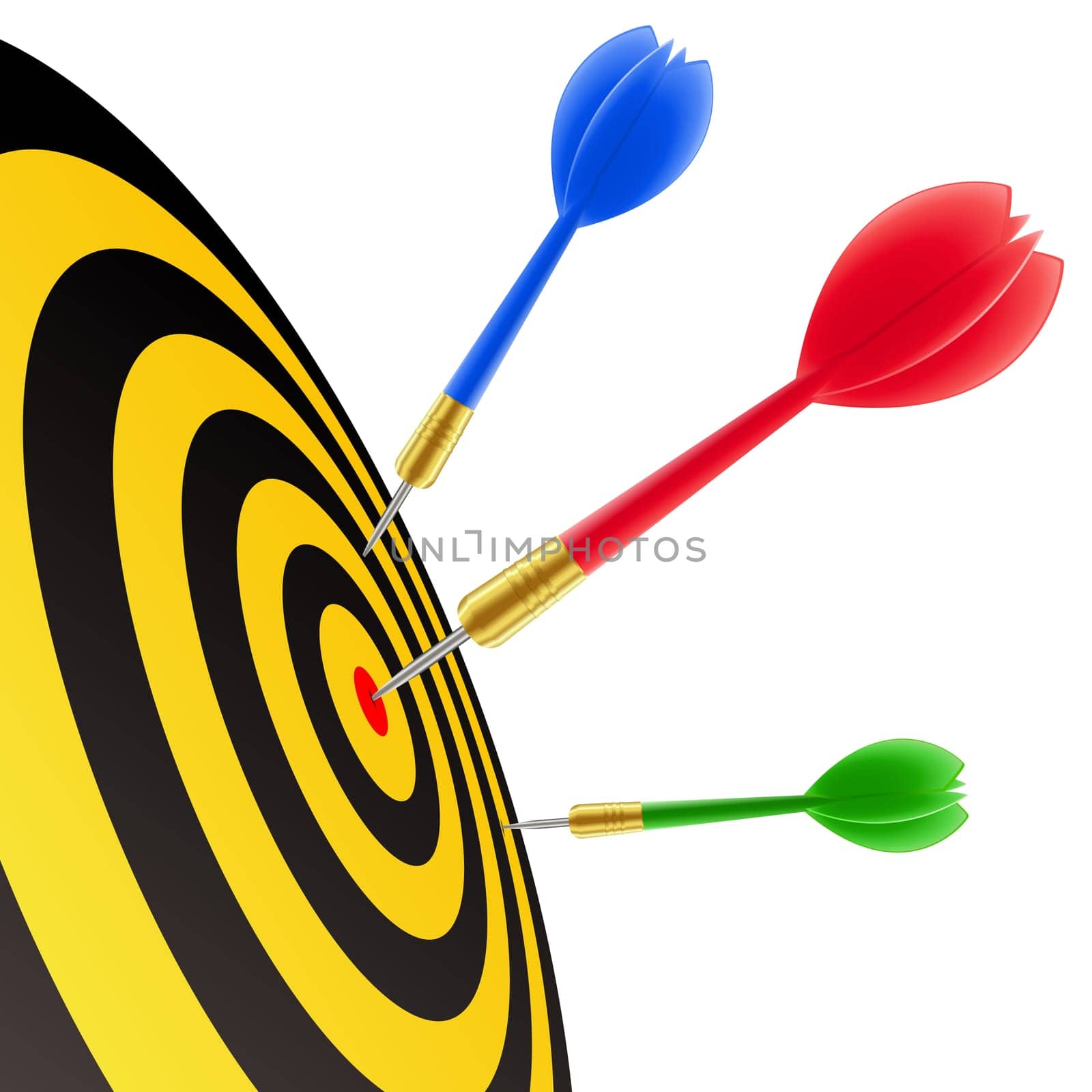 Darts hitting the target