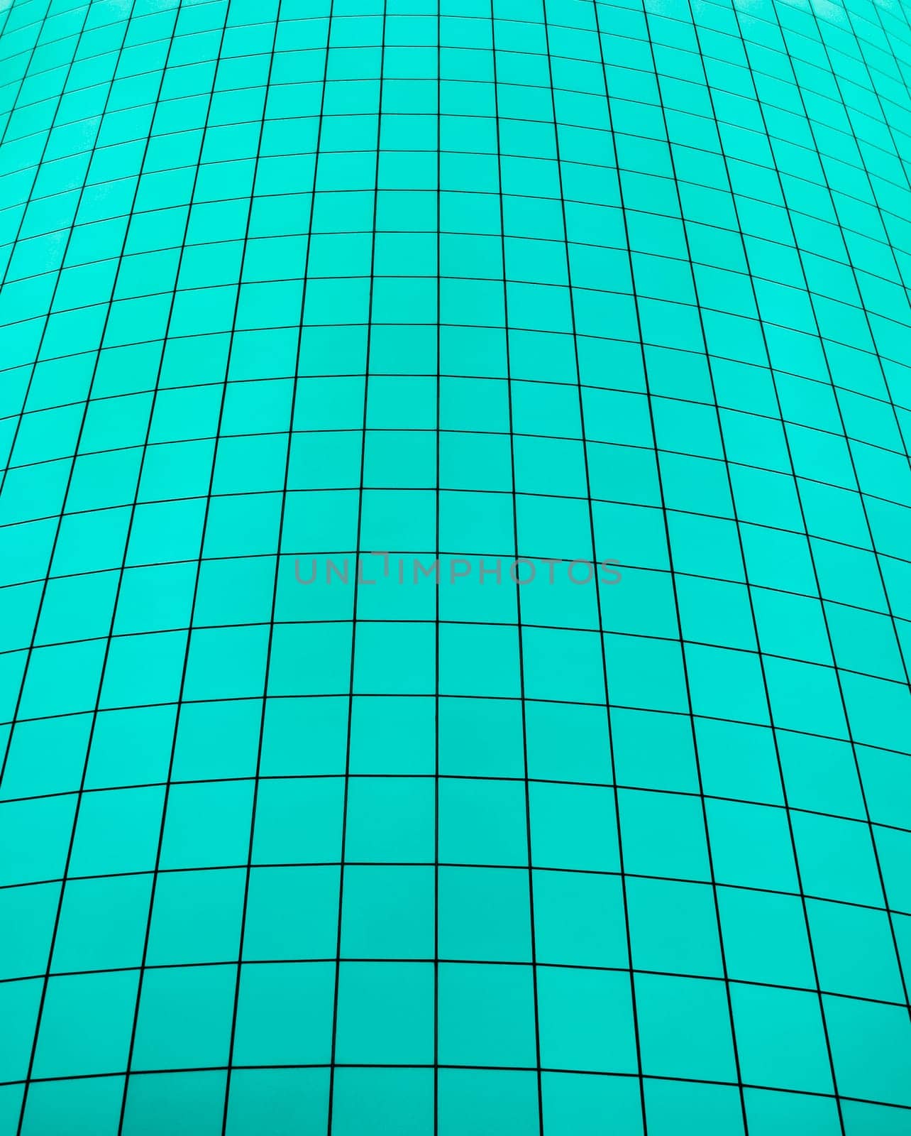 Teal color grid from side of building