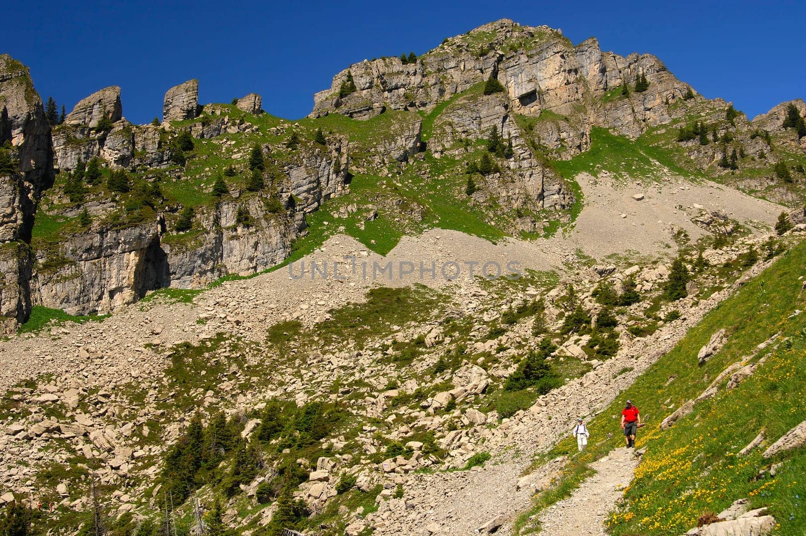 Hike in a high mountain valley