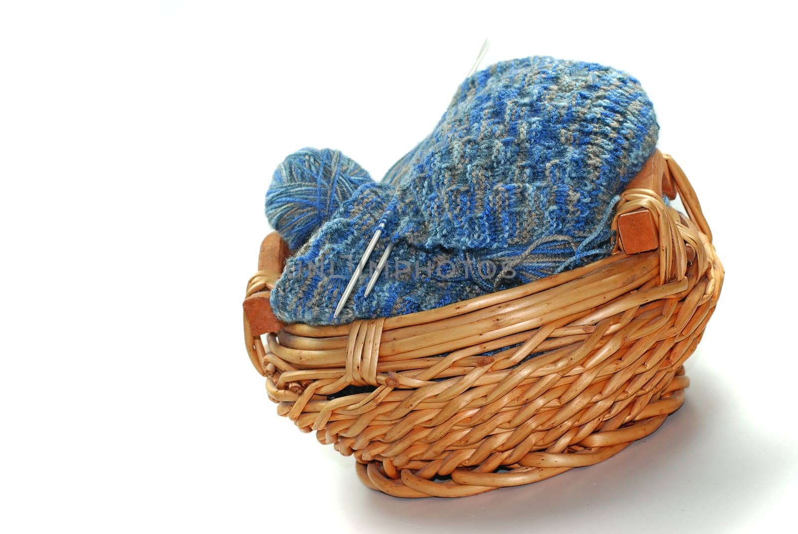 Knitting in a basket