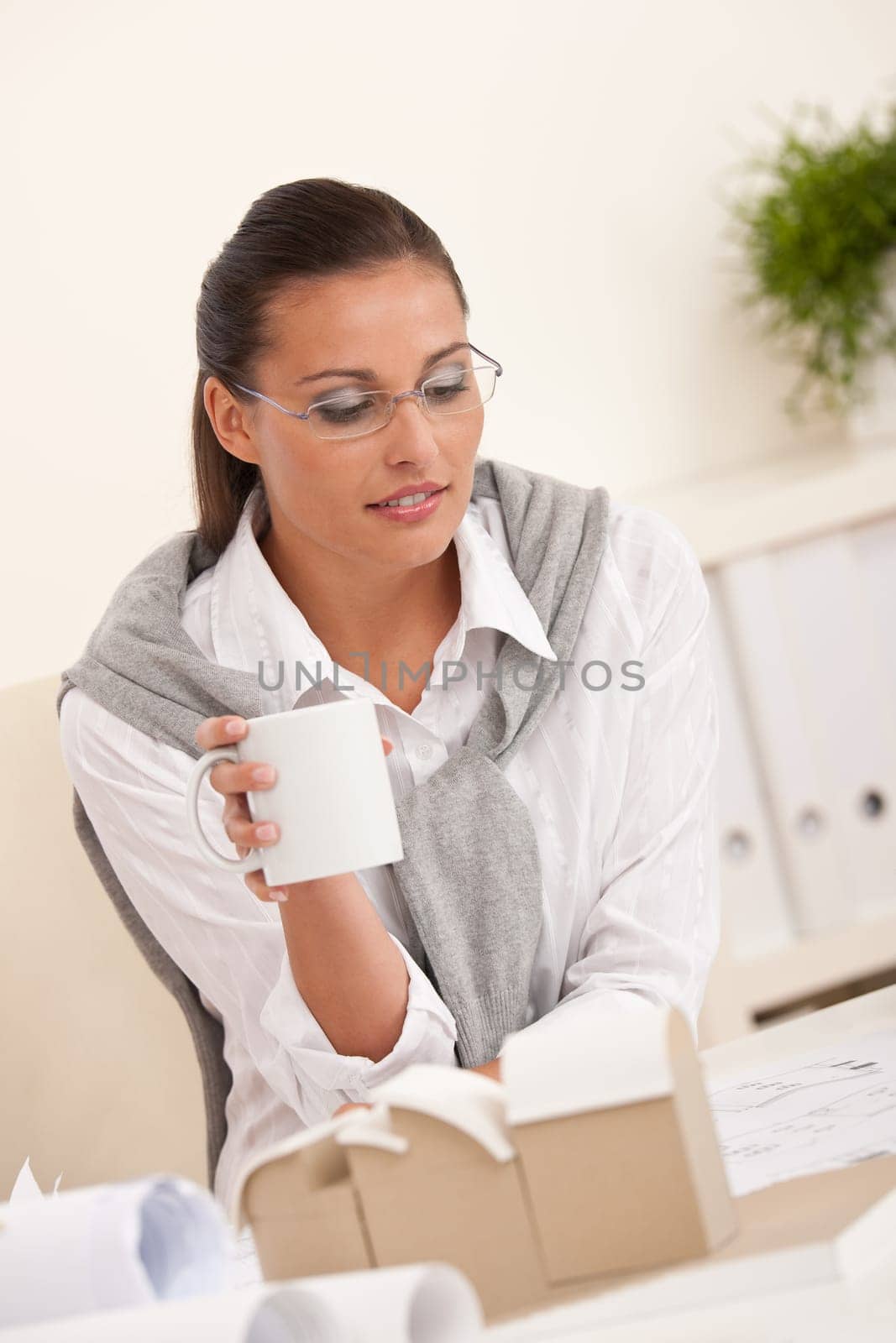 Brown hair female architect at the office