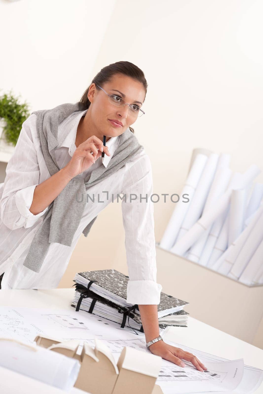 Brown hair female architect at the office